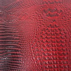1 Yard 3D Embossed Gator Faux Leather Vinyl Fabric Durable Upholstery Handbags 56" Width Red