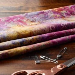 Feldman Batik Raspberry Lavender Tonal Stamp Rose Cotton Fabric -Michaels Shop 10607643 20