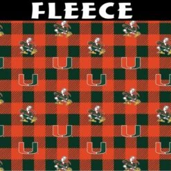 Licensed NCAA University Of Miami Buffalo Plaid Fleece MIA-1190 Fabric By The Yard