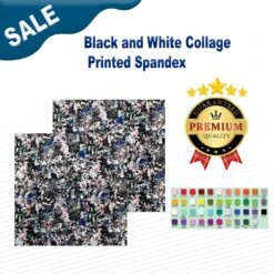 1 Yard Black And White Collage Printed Spandex Fabric -Michaels Shop 112211839472176 2