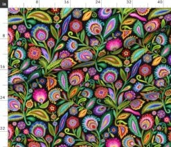 Various Fabrics By The Yard Or Fat Quarter Wycinanki Floral Garden European Bright Maximalist Folk Art Style Vintage Inspired Damask Colorful Rustic Custom Printed Fabric By Spoonflower