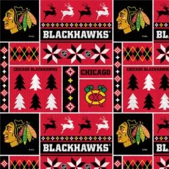 Sykel Enterprises NHL Team Fleece Blanket Fabric-Chicago Blackhawks Holiday Sweater Fleece Fabric -Michaels Shop 131720635499536 2