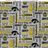 Sykel Enterprises-University Of Iowa Fleece Fabric-Iowa Hawkeyes Heather Verbiage Fleece Blanket Fabric-Sold By The Yard