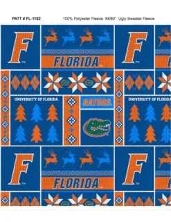 Sykel Enterprises-University Of Florida Fleece Fabric-Florida Gators Christmas Fleece Blanket Fabric-Sold By The Yard