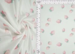 1 Yard 93% Polyester 7% Spandex Cotton-Style Pointelle Strawberry Print Fabric 58/60" Width PINK 8 1 Yard 93% Polyester 7% Spandex Cotton-Style Pointelle Strawberry Print Fabric 58/60" Width PINK -Michaels Shop 144003140635312 1