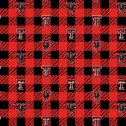 Sykel Enterprises-Texas Tech University Fleece Fabric-Texas Tech Red Raiders Buffalo Plaid Fleece Blanket Fabric-Sold By The Yard