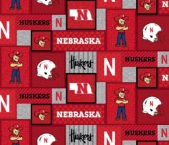 Sykel Enterprises-University Of Nebraska Fleece Fabric-Nebraska Cornhuskers College Patch Fleece Blanket Fabric-Sold By The Yard -Michaels Shop 152782556785120 2