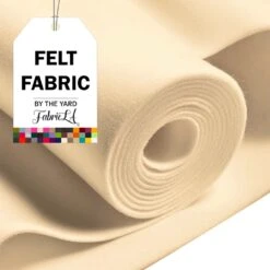 FabricLA Acrylic Felt Fabric - 72" Inch Wide 1.6mm Thick Felt By The Yard - Use Soft Felt Sheets For Sewing, Cushion, And Padding, DIY Arts & Crafts (5 Yards, Sand)