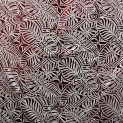 1 Yard Monstera Leaf Tiara Fabric, Foil Print Polyester, 36in L X 60in W White & Red