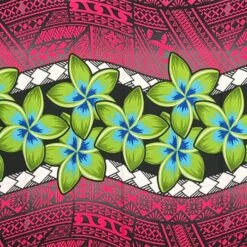 Plumeria Zig Zag Middle Border Polyester Sarong 70" L X 44 1/2" W Pink