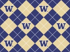 Sykel Enterprises-University Of Washington Fleece Fabric-Washington Huskies Argyle Fleece Blanket Fabric-Sold By The Yard