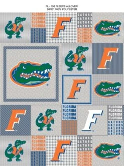 Sykel Enterprises-University Of Florida Fleece Fabric-Florida Gators Grey Block Fleece Blanket Fabric-Sold By The Yard