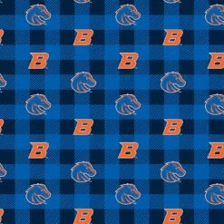 Sykel Enterprises-Boise State University Fleece Fabric-Boise State Broncos Buffalo Plaid Fleece Blanket Fabric-Sold By The Yard