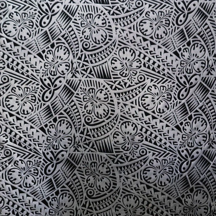 1 Yard Traditional Polynesian Tattoo Hibiscus Design Fabric, 100% Polyester Foil, 36in L x 60in W Black/Silver 1 Yard Traditional Polynesian Tattoo Hibiscus Design Fabric, 100% Polyester Foil, 36in L X 60in W Black/Silver -Michaels Shop 19797304316848