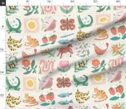 Various Fabrics By The Yard Or Fat Quarter Watercolor Faux Tile Animals Sunshine Cat Berries Horse Kids Classroom Garden Banana Bird Butterfly Playroom Colorful Spring Summer Alligator Custom Printed Fabric By Spoonflower