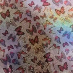 1 Yard Butterfly Hologram Polyester Spandex Fabric For Creative Wearables, Party Outfits, And DIY Designs 60 Inch Width Pink