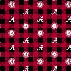 Sykel Enterprises-University Of Alabama Fleece Fabric-Alabama Crimson Tide Buffalo Plaid Fleece Blanket Fabric-Sold By The Yard