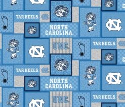 Sykel Enterprises-University Of North Carolina Fleece Fabric-UNC Tar Heels College Patch Fleece Blanket Fabric-Sold By The Yard