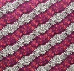 1 Yard Diagonal Tiare Lei Fabrication, 100% Polyester Fabric, 36in L X 45in W Plum