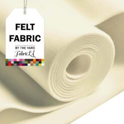 FabricLA Acrylic Felt Fabric - 72" Inch Wide 1.6mm Thick Felt By The Yard - Use Soft Felt Sheets For Sewing, Cushion, And Padding, DIY Arts & Crafts (5 Yards, Ivory)