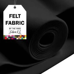FabricLA Acrylic Felt Fabric - 72" Inch Wide 1.6mm Thick Felt By The Yard - Use Soft Felt Sheets For Sewing, Cushion, And Padding, DIY Arts & Crafts (5 Yards, Black)