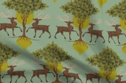 Various Fabrics By The Yard Or Fat Quarter Woodland Nature Mint Green Vintage Style Animals Woods Trees Botanical Whimsical Custom Printed Fabric By Spoonflower -Michaels Shop 2306402399255637408
