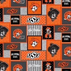 Sykel Enterprises-Oklahoma State University Fleece Fabric-Oklahoma State OSU Cowboys College Patch Fleece Blanket Fabric-Sold By The Yard -Michaels Shop 253661121243616 2