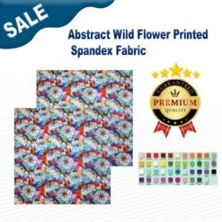 1 Yard Abstract Wild Flower Printed Spandex Fabric
