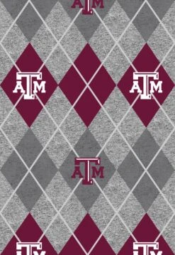 Sykel Enterprises-Texas A&M Fleece Fabric-Texas A And M Aggies Heather Argyle Fleece Blanket Fabric-Sold By The Yard