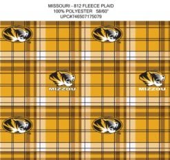 Sykel Enterprises-University Of Missouri Fleece Fabric-Missouri Tigers Plaid Fleece Blanket Fabric-Sold By The Yard
