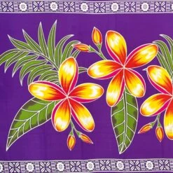 Plumeria Fiji Islands Polyester Sarong 72" L X 45" W Purple
