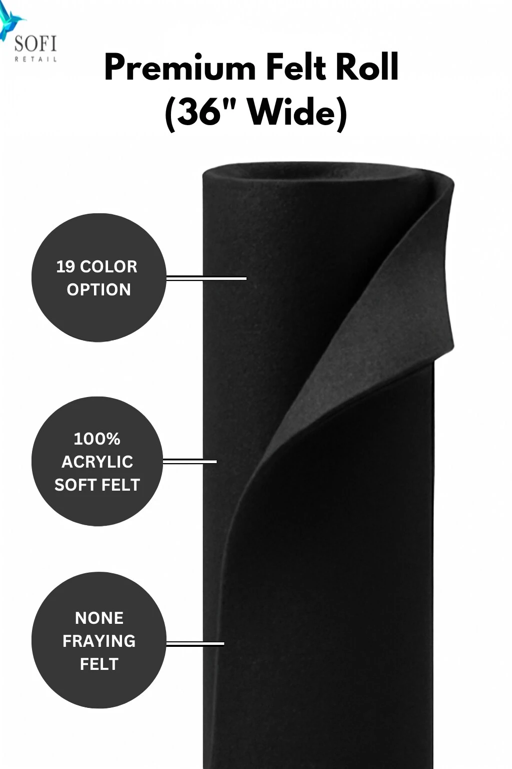 SOFI Acrylic Craft Felt Roll – 36" Wide x 50 Yards | 140gsm | Non-Fray 100% Acrylic Fabric for Crafts, Sewing, Costumes & Displays – 19 Colors Charcoal SOFI Acrylic Craft Felt Roll – 36" Wide X 50 Yards | 140gsm | Non-Fray 100% Acrylic Fabric For Crafts, Sewing, Costumes & Displays – 19 Colors Charcoal -Michaels Shop 339094922981808 5