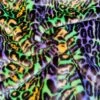 1 Yard Leopard Tie Dyed Faux Fur Fabric Black Light Reflective For Costumes And Decor Green/Orange/Violet
