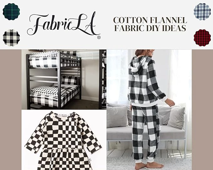 FabricLA 100% Cotton Flannel Fabric - 58/60" Inches (150 CM) - Cotton Tartan Flannel Fabric - Use as Blanket, Quilting, Sewing, PJ, Shirt, Cloth Flannel Craft Fabric - Black & White, 5 Continuous Yard FabricLA 100% Cotton Flannel Fabric - 58/60" Inches (150 CM) - Cotton Tartan Flannel Fabric - Use As Blanket, Quilting, Sewing, PJ, Shirt, Cloth Flannel Craft Fabric - Black & White, 5 Continuous Yard -Michaels Shop 368605025376992 4