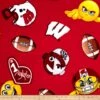 Sykel Enterprises-University Of Wisconsin Fleece Fabric-Wisconsin Badgers Emoji Fleece Blanket Fabric-Sold By The Yard
