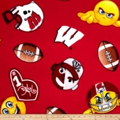 Sykel Enterprises-University Of Wisconsin Fleece Fabric-Wisconsin Badgers Emoji Fleece Blanket Fabric-Sold By The Yard -Michaels Shop 368605728762336 2