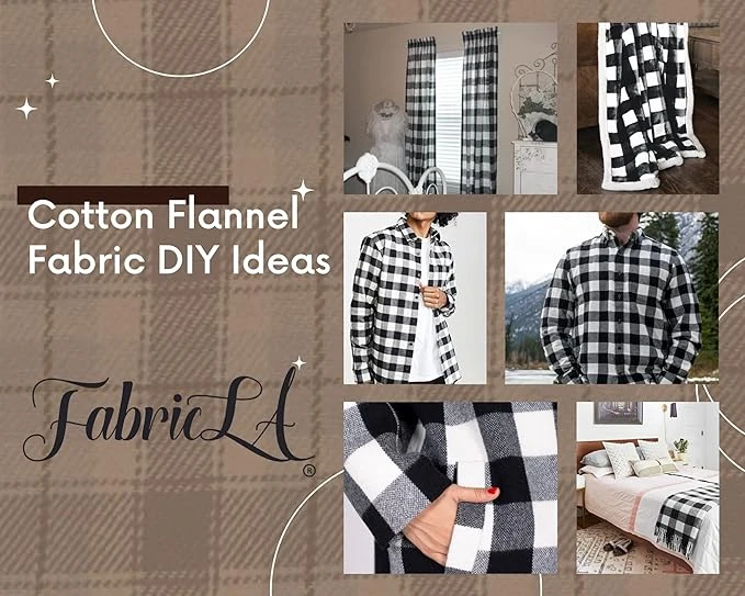 FabricLA 100% Cotton Flannel Fabric - 58/60" Inches (150 CM) - Cotton Tartan Flannel Fabric - Use as Blanket, Quilting, Sewing, PJ, Shirt, Cloth Flannel Craft Fabric - Black & White, 5 Continuous Yard FabricLA 100% Cotton Flannel Fabric - 58/60" Inches (150 CM) - Cotton Tartan Flannel Fabric - Use As Blanket, Quilting, Sewing, PJ, Shirt, Cloth Flannel Craft Fabric - Black & White, 5 Continuous Yard -Michaels Shop 369607900240608 4