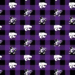 Sykel Enterprises-Kansas State University Fleece Fabric-Kansas State Wildcats Buffalo Plaid Fleece Blanket Fabric-Sold By The Yard -Michaels Shop 369608980326880 2