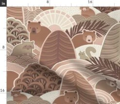 Various Fabrics By The Yard Or Fat Quarter Bears Autumn Nature Earth Tone Animals Woodland Raccoon Squirrel Trees Abstract Geometric Soft Brown Kids Room Custom Printed Fabric By Spoonflower -Michaels Shop 416226783126480