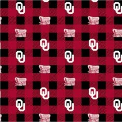 Licensed NCAA University Of Oklahoma Buffalo Plaid Fleece OU1190 Fabric By The Yard