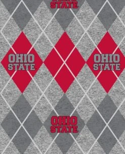 Sykel Enterprises-Ohio State University Fleece Fabric-Ohio State Buckeyes Heather Argyle Fleece Blanket Fabric-Sold By The Yard -Michaels Shop 43600864242144 1
