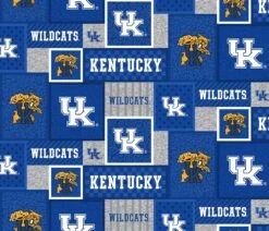 Sykel Enterprises-University Of Kentucky Fleece Fabric-Kentucky Wildcats College Patch Fleece Blanket Fabric-Sold By The Yard