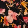 1 Yard Black Orange Red Silk Charmeuse Print Illustrated Watercolor Flowers Made In Italy Width 53" -Michaels Shop 446264690769840