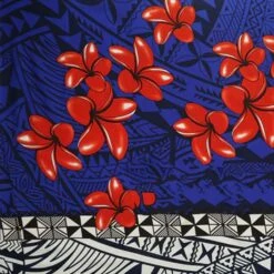 Talofa Samoa Plumeria Polyester Sarong 72" L X 45" W Royal
