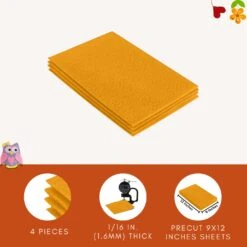 FabricLA Acrylic Felt Sheets For Crafts - Precut 9" X 12" Inches (20 Cm X 30 Cm) Felt Squares - Use Felt Fabric Craft Sheets For DIY, Hobby, Costume, And Decoration | Gold - 4 Pieces -Michaels Shop 478555788713312 1