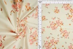 1 Yard Brushed Ditsy Floral DTY Knit Stretch Fabric 58/60 Inch Wide Soft Lightweight Print For Cute Dresses & DIY Sewin CREAM