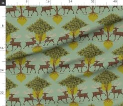 Various Fabrics By The Yard Or Fat Quarter Woodland Nature Mint Green Vintage Style Animals Woods Trees Botanical Whimsical Custom Printed Fabric By Spoonflower -Michaels Shop 487303814163872 1