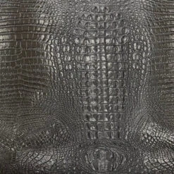 1 Yard 3D Embossed Gator Faux Leather Vinyl Fabric Durable Upholstery Handbags 56" Width Dark Charcoal Gray