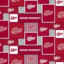 Licensed NCAA Indiana University Block Fleece IND-1177 Fabric By The Yard