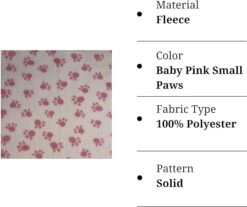 FabricLA Fleece Fabric By The Yard 72"X60" Inch Wide Polar Fleece Soft, Blanket, - Baby Pink Small Paws - 2 Yards -Michaels Shop 499038782301408 2